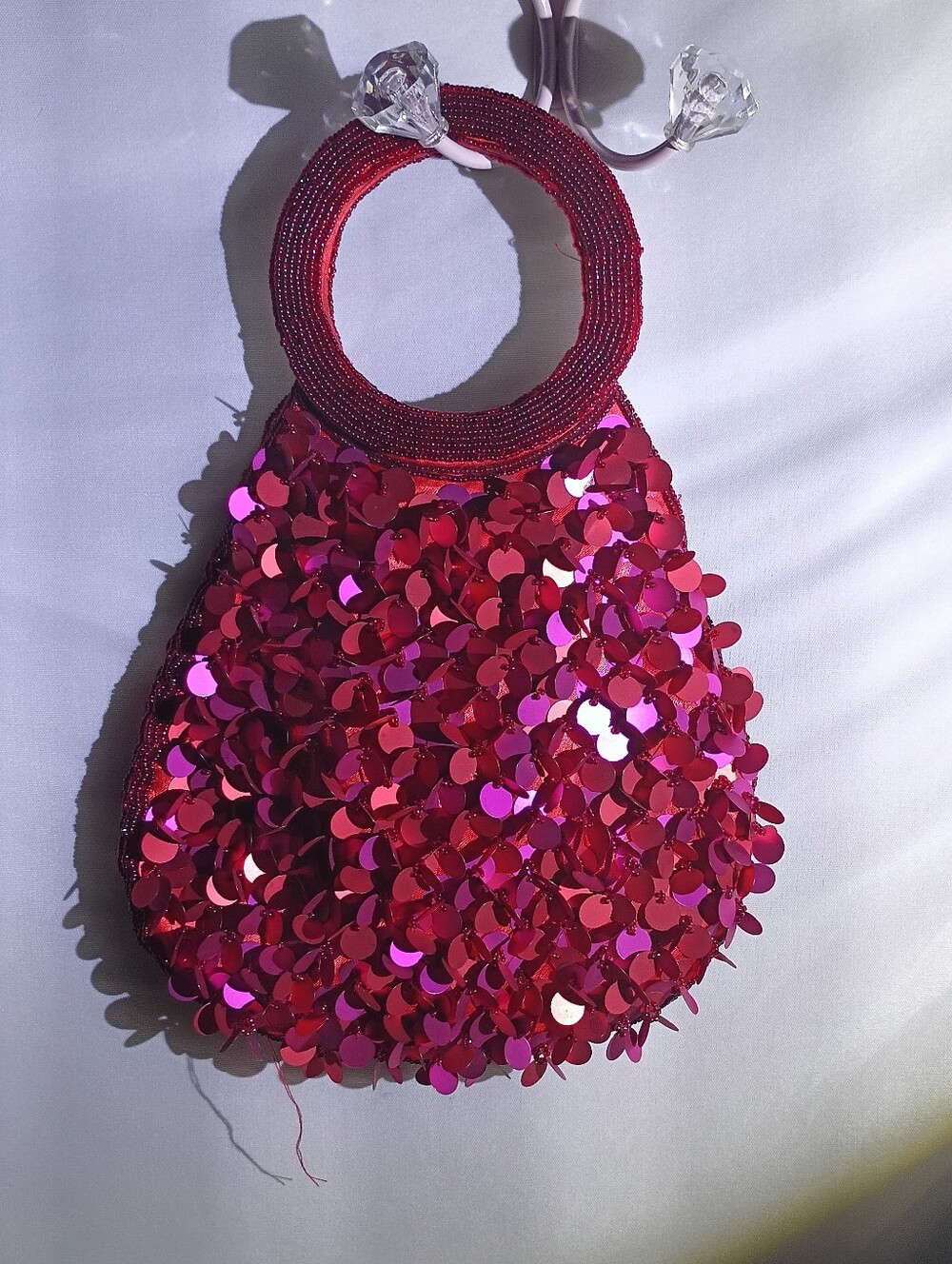 Ermo Fuchsia Pink Sequined Mini Wristlet Bag